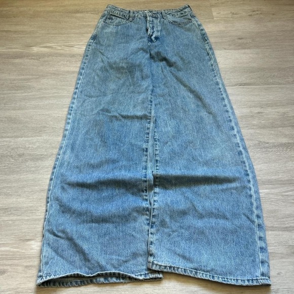 Baggy Wide Leg Blue Faded Denim Jeans 27x32 Y2K 2000s Vintage - Picture 1 of 7